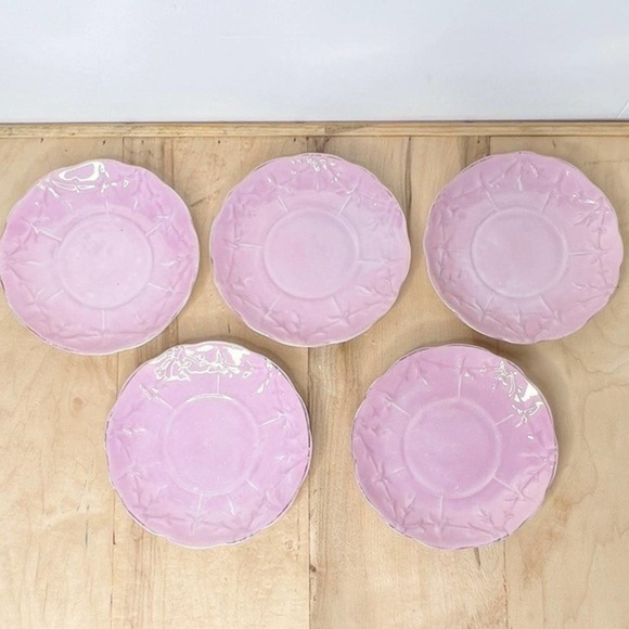 Pink & Gold‎ Lusterware Set of 5 Teacup & Saucer Victorian Luster Raised Grapes - Picture 9 of 16